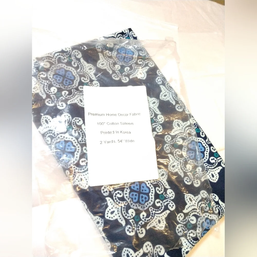 2 Yards NEW Fabric Home Decor DELHI Blue Ty Pennington Impressions